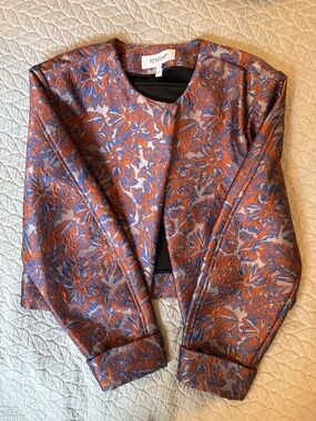 Derek Lam 10 Crosby Neville Cloque Jacket - Red Ochre Multi